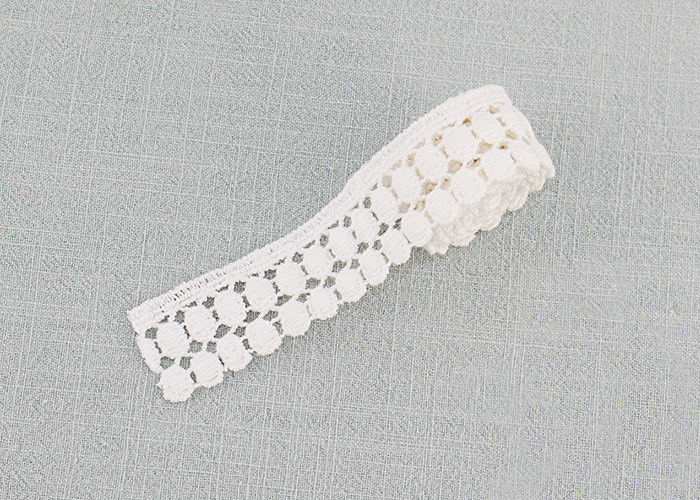White Guipure Embroidered Lace Trim Organic Swiss Cotton Lace Trim For Camisole