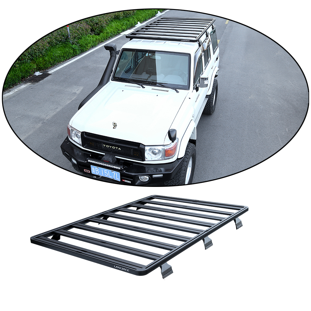 Black Aluminum Alloy Roof Rack for LC76 Off Road Vehicle Roof Placement Solution