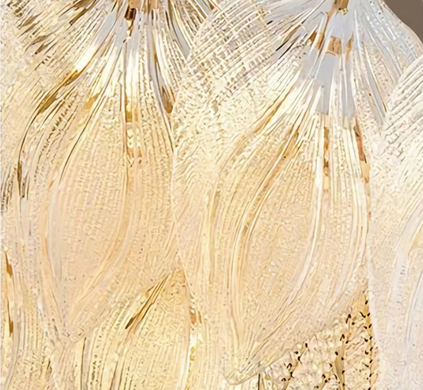 E14 Electroplating Crystal Glass Entryway Chandelier With Glass Leaves