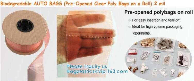 clear LLDPE easy tearing line pre-opened in roll bag,Factory custom LLDPE plastic autobag Preopened polybag on a Roll