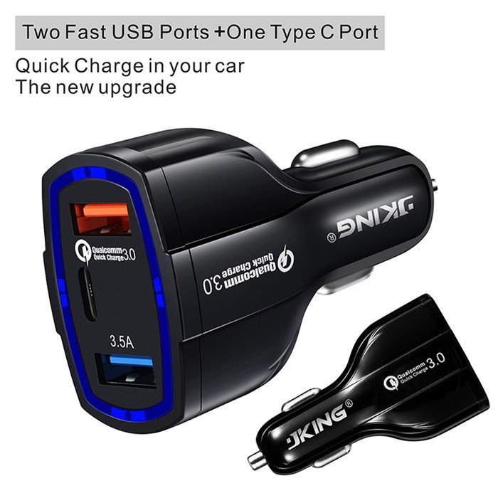 Type C Fast 3 Port USB Car Charger 35W QC3.0 3.1A