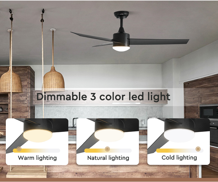 Energy Saving 1stshine LED Ceiling Fan with Remote and Light Black ABS Blades 6 Speeds