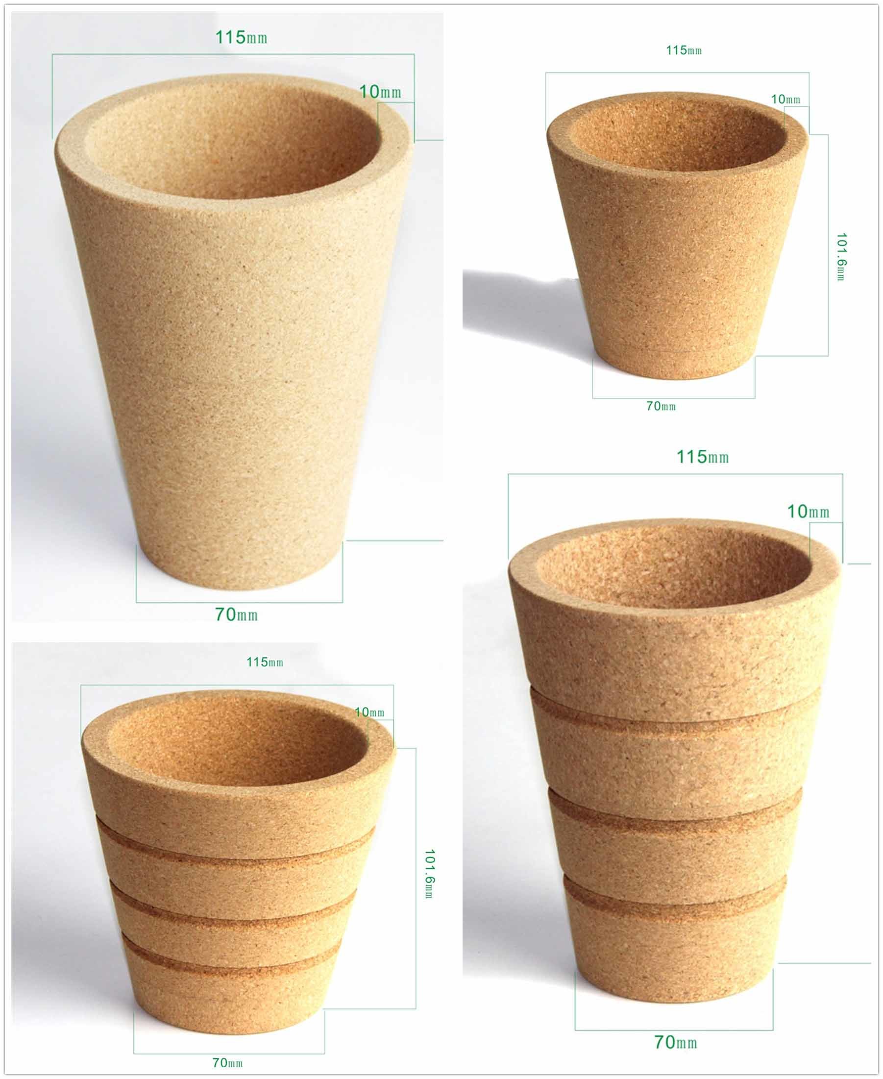 LFGB Custom Cork Plant Pots Eco Friendly Recycled Biodegradable