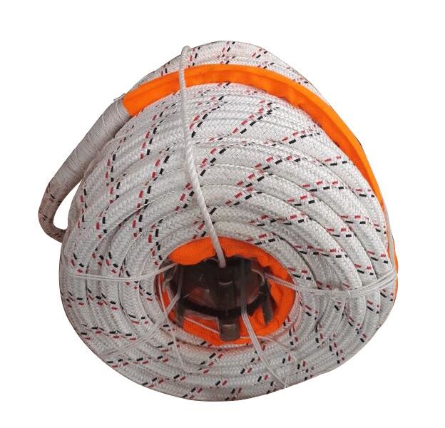 Double Braided Polyester Covered 12 Strand UHMWPE Rope 32mmx220m For Marine Engineering