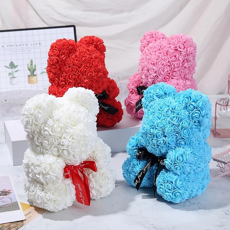 2020 Lovely Christmas Gift Rose Bears New Size 30cm Foam Roses Teddy Bear