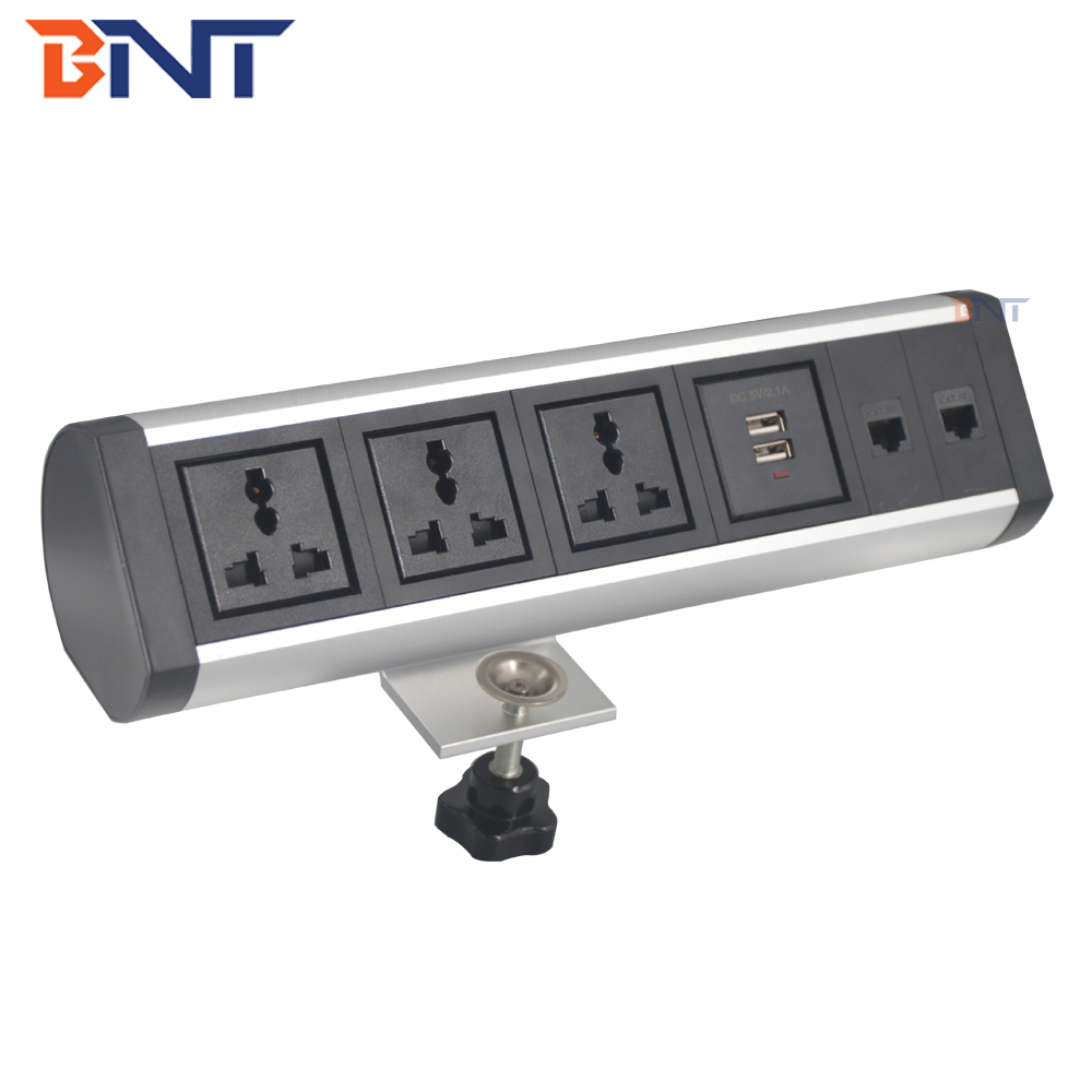 2020 Hottest smart office table mount clamp on table power outlets for office power solution