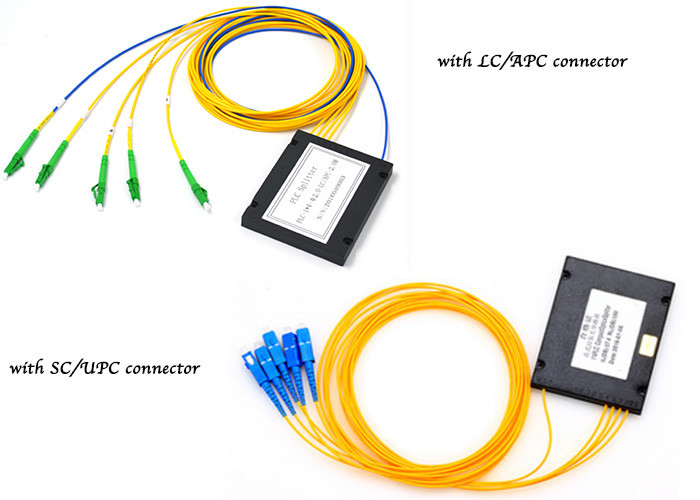 FTTH ABS Box Modular Fiber Optic Splitter / PLC Splitter Fibre 1*4 1x4 2.0mm 1.0m