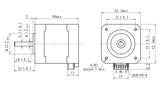 450mN.M NEMA 17 Stepper Motor 1.8 Degree DC Electric 1.5A With CE ROHS