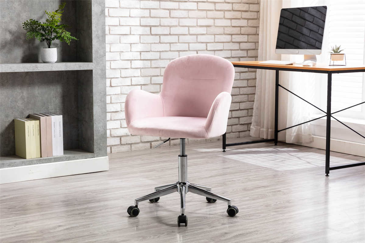 Peach Color Five Star Base Living Room Office Chair With Casters