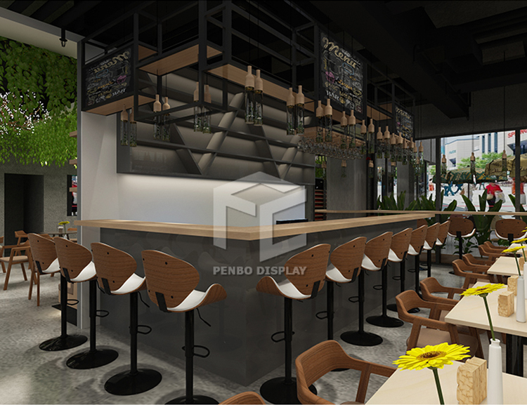 ODM Coffee Shop Display 20mm MDF Spray Painted With Metal Halide