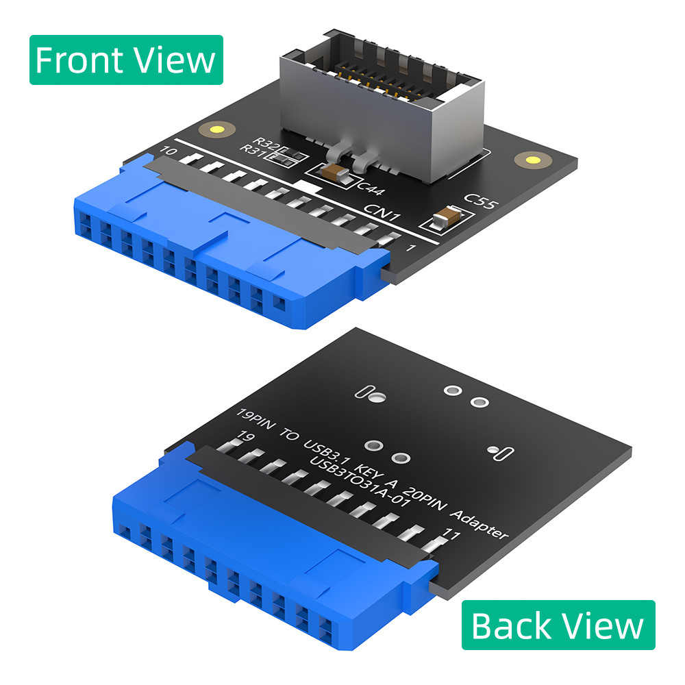 Upgrade Version Vertical USB 3.1 Front Panel Socket Key-A Type-E to USB 3.0 20Pin Header Male Extension Adapter