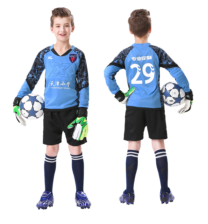 Football goalkeeper uniform Children's anti-collision goalkeeper suit Customized set boys' thickened primary school jersey