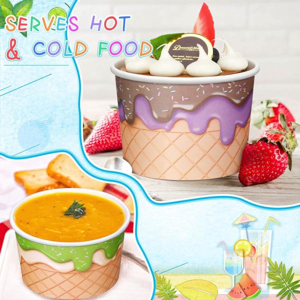 8 Oz Ice Cream Cups Summer Snack Cups Ice Cream Party Paper Cup Disposable Ice