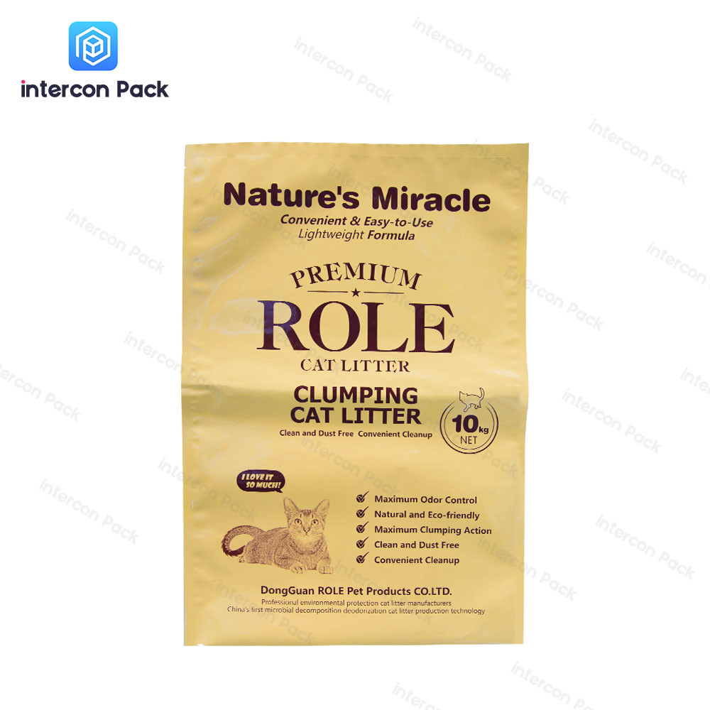 Upright Plastic Composite Kraft Paper Pouch Recyclable Degradable For Cat Litter
