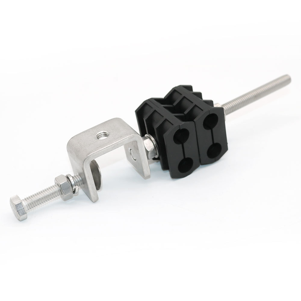 Telecom Cable Installation Galvanized 6mm Fiber Cable Clamp with Six Way Double Holes
