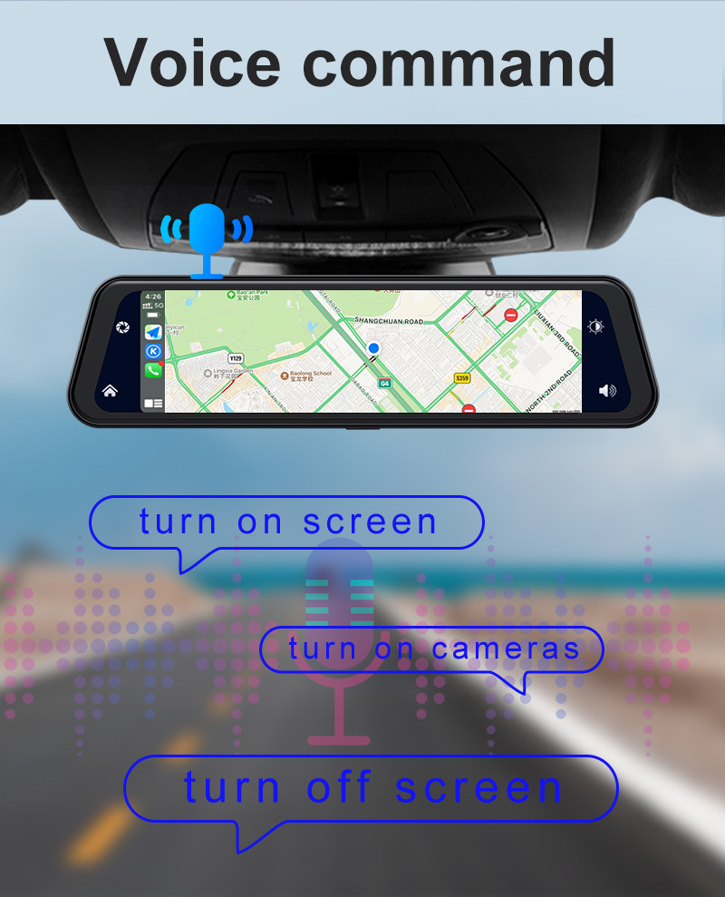 Dual Cams HD1080P Carplay Dashboard Blackbox Driving Video Recorder 12inch 2K