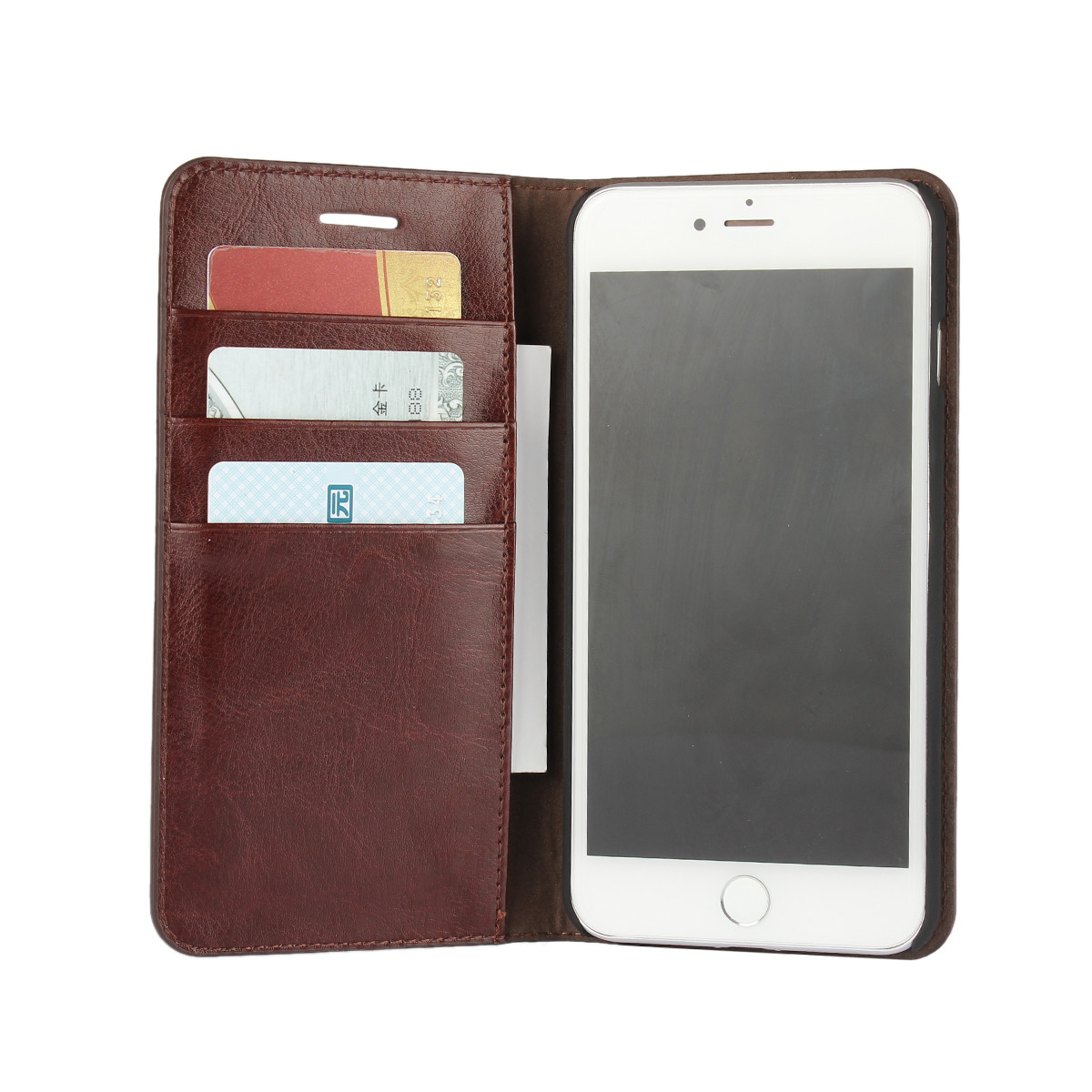 iPhone 8 Case, Genuine Leather Wallet Case Folio Flip Cover for iPhone 5/6/7/8/X/XS/XS MAX/XR