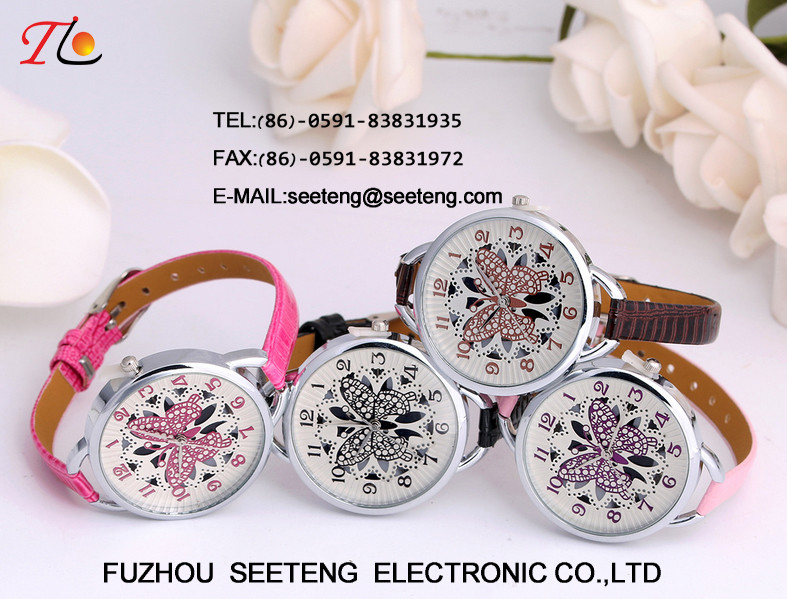 Unique wavy style and colorful dial for ladies watch with alloy strap