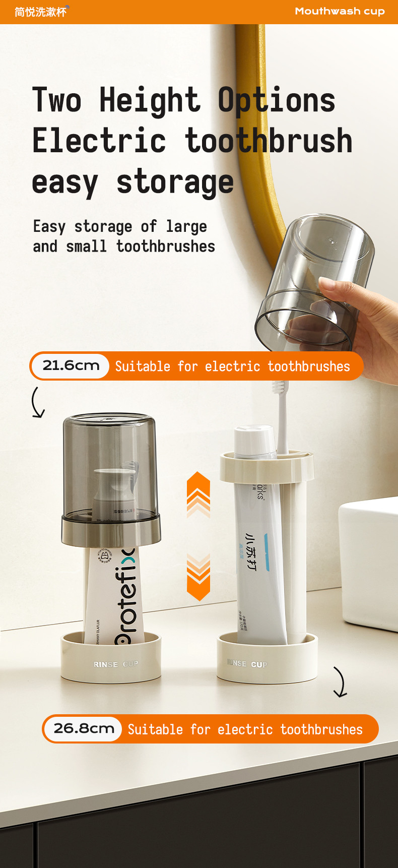 Modern 2 Slots Toothbrush Holder Stand With Tooth Brush Cups Cover