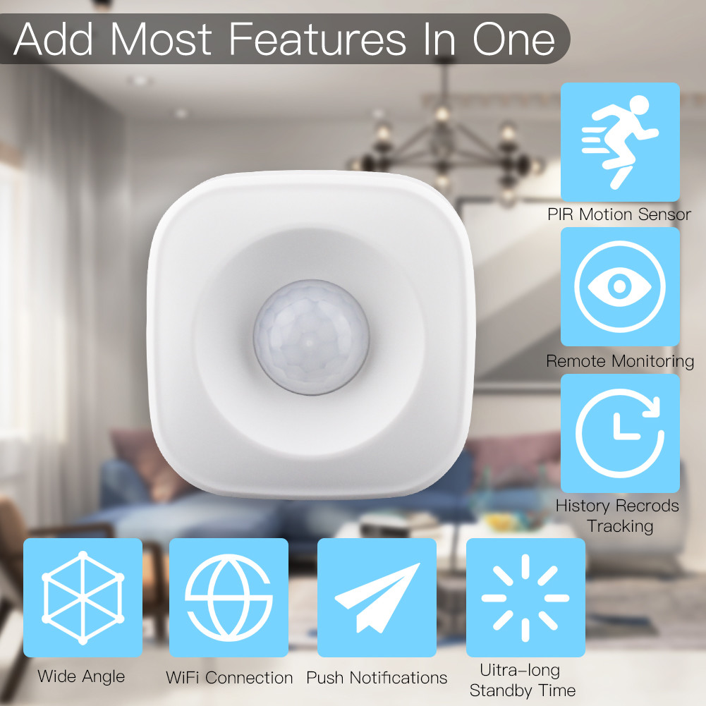 WiFi Wireless Security Alarm Smart Motion Sensor Free Notification Tuya APP Control PIR Motion Detector