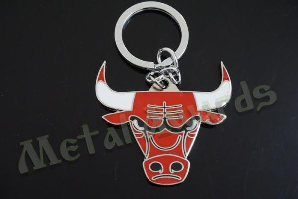 Bull Logo 2D Promotional Products Keychains , Travel Key Chain Shiny Silver
