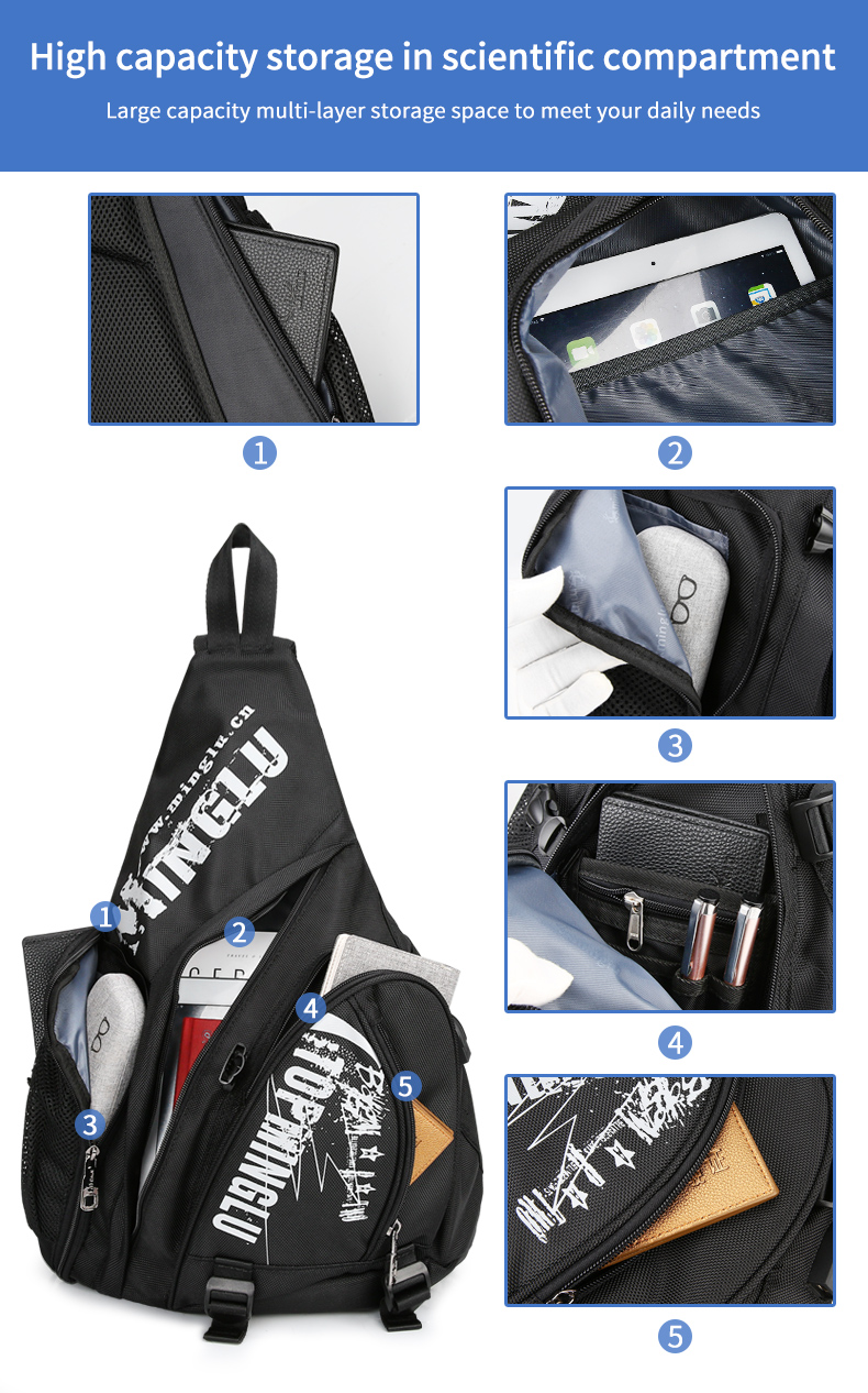 All Seasons Triangle Sling Bag Fashion Sports Student Sling Bag Rainproof