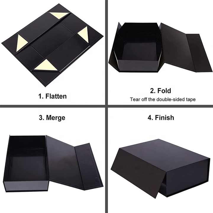 Wholesale Custom Black Specialty Crocodile Leather Magnetic Folding Gift Packaging Leather Box