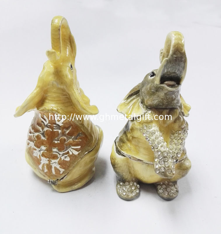 Hot sale elephant box elephant metal trinket box pewter elephant jewelry box for gift