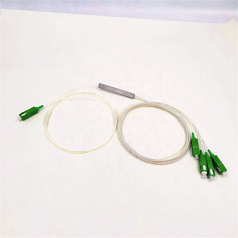 Factory direct mini model 1X4 steel tube with SC / APC connector optical splitter