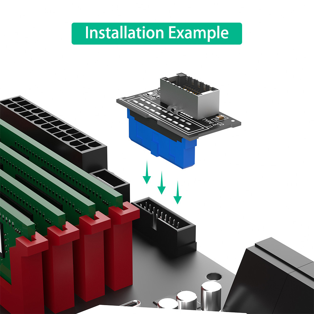 Vertical Header USB 3.1 Front Panel Socket Key A Type E To USB 3.0 Male Extension