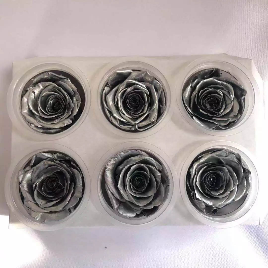 Wholesale Soft Touch Preserved Rose 5-6 cm Silver Color Eternal Rose girlfriend gift