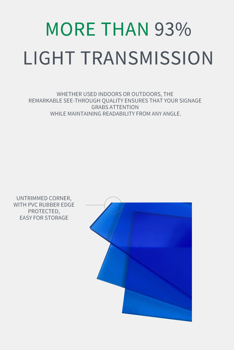 Unbreakable Translucent Light Blue Colored Cast Plexiglass Sheet