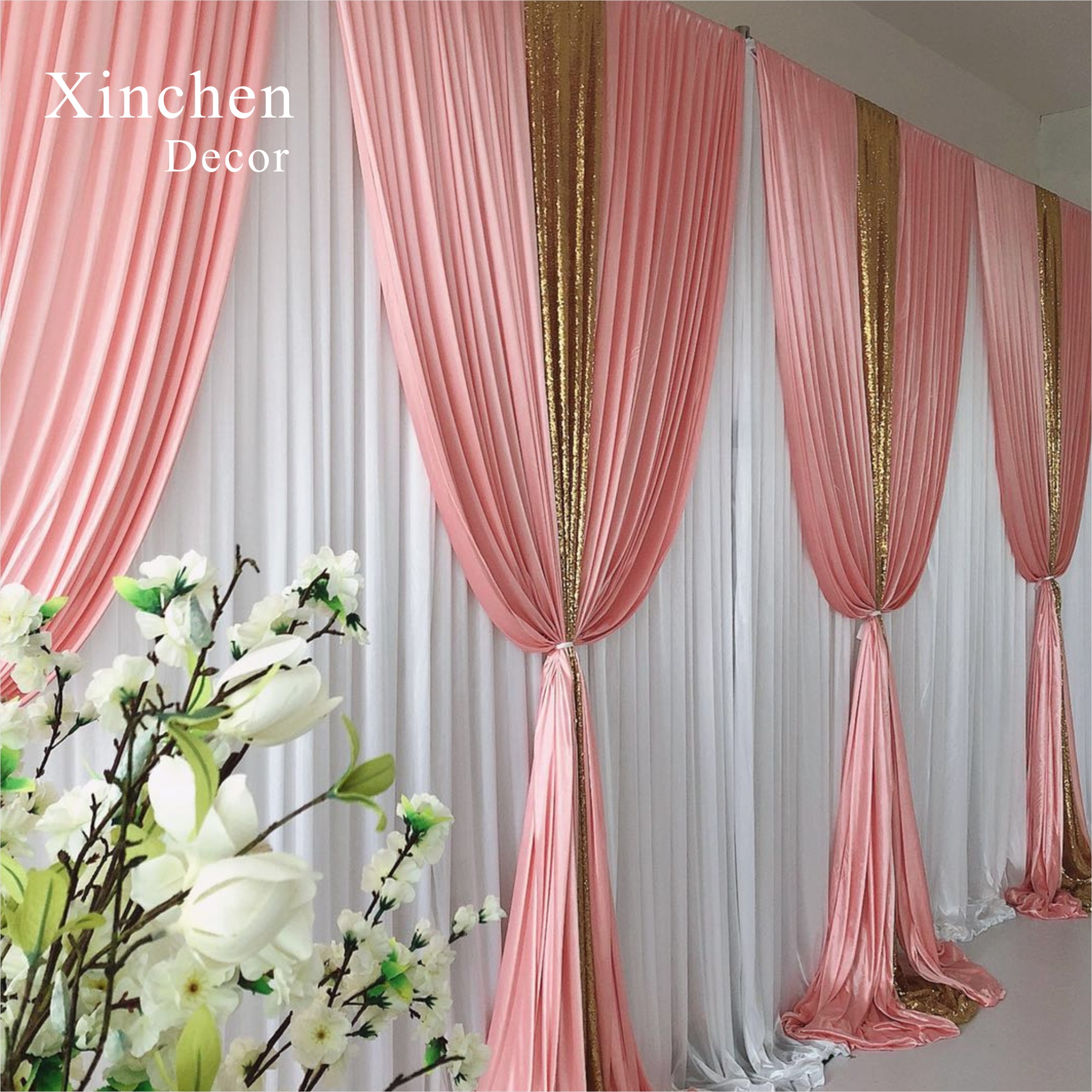 SX-388 Wholesale drape cloth curtains valance for wedding stage backdrop