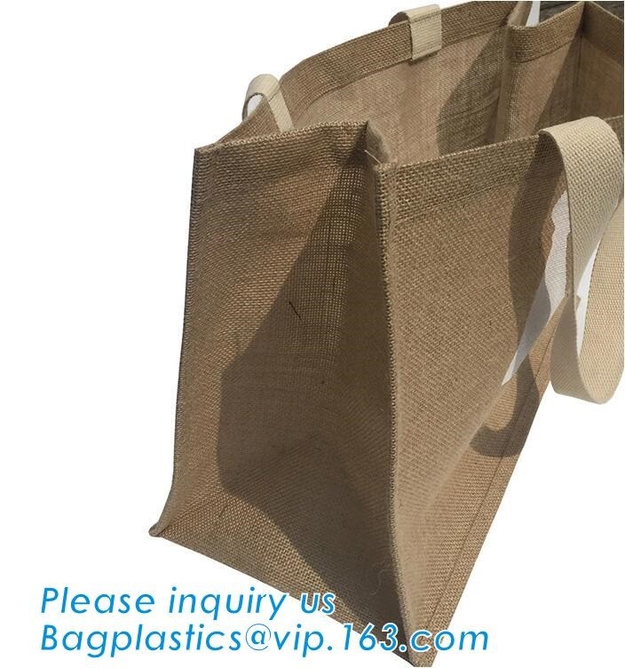 Multifunctional jute bag with low price,Natural Burlap Tote Bags Reusable Jute Bags with Full Gusset,shoulder strap plai