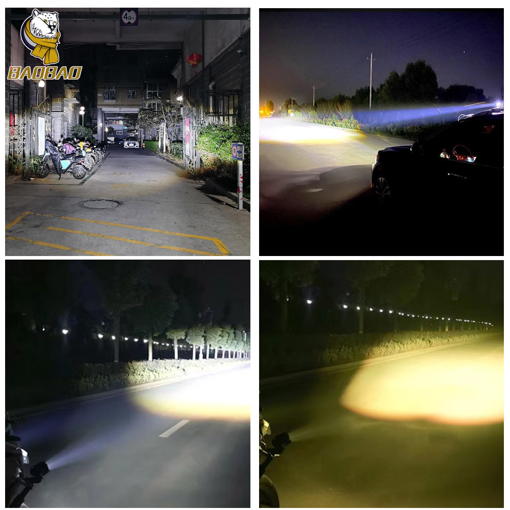 Aluminum 3 Beam White Yellow LED Spotlight Universal Motorcycle Parts