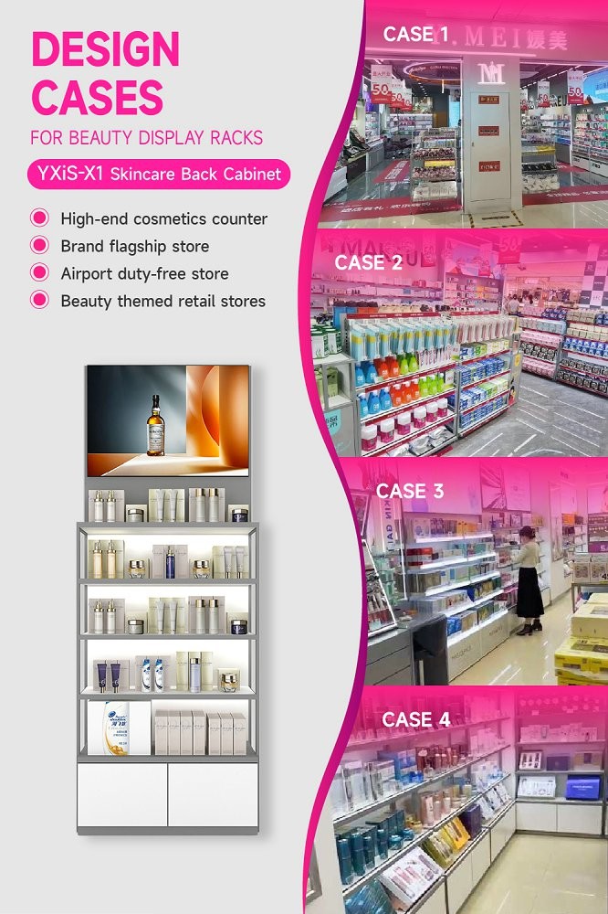 YXiS-X1 40mm Soft Film Light Box Skincare Display Cabinet With Adjustable Shelves