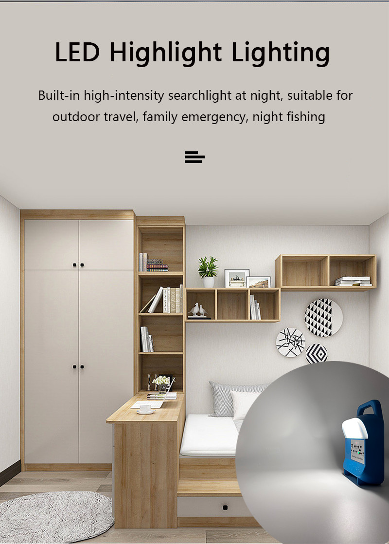 Indoor Led Solar Lighting System Remote Bulbs Mobile Charger FM Player