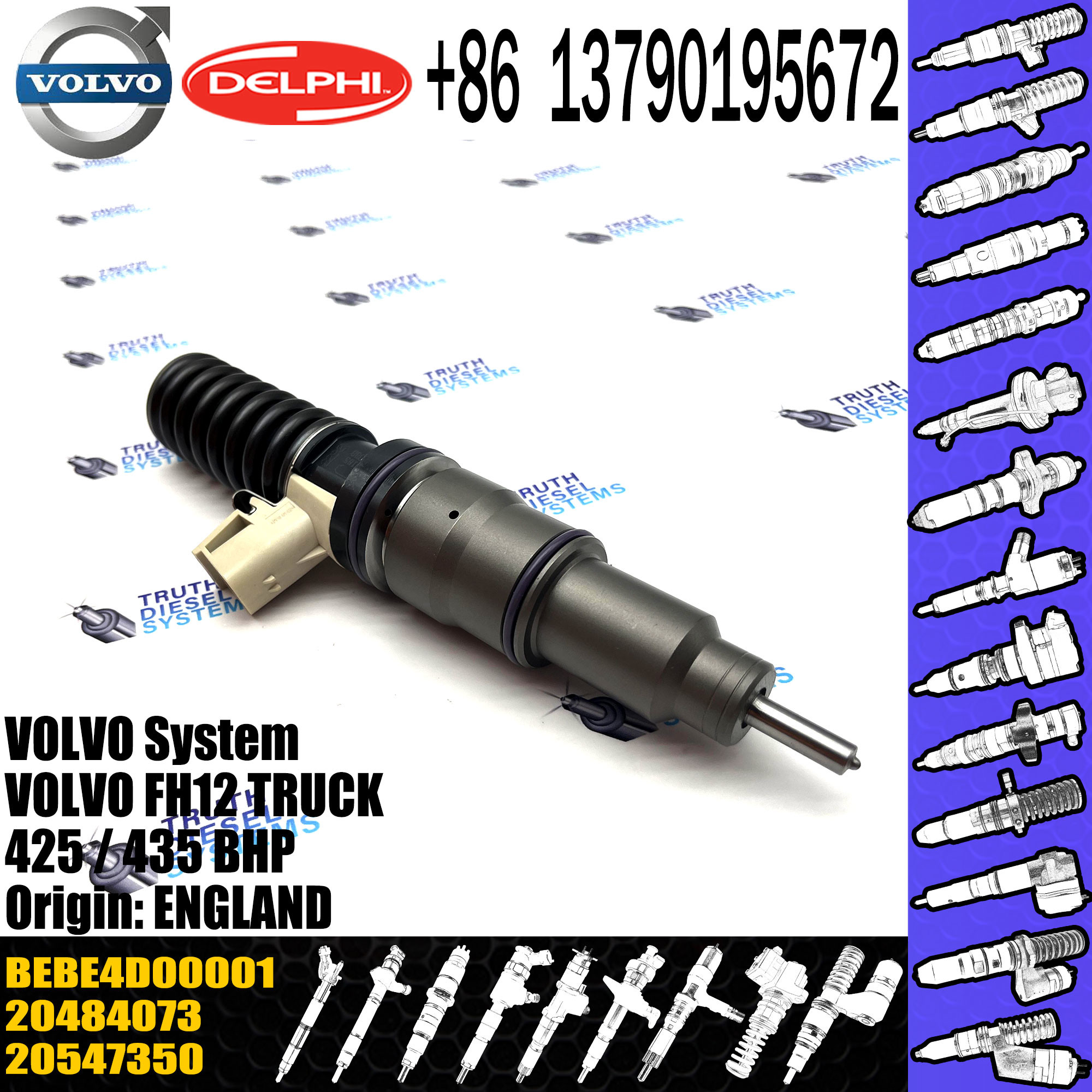 High Quality Diesel Fuel Injector 20547350 20484073 BEBE4D00001 For VOL FH12 TRUCK 425 / 435 BHP