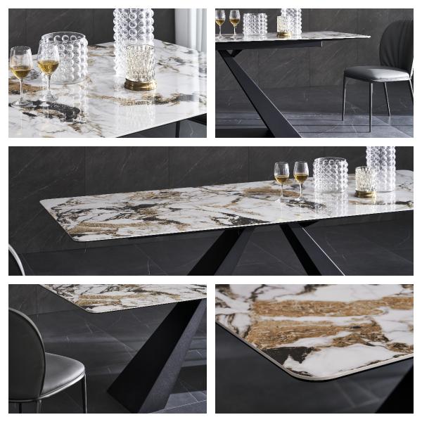 Marble Luxurious 4 6 Seater Extending Dining Table 1100mm Width