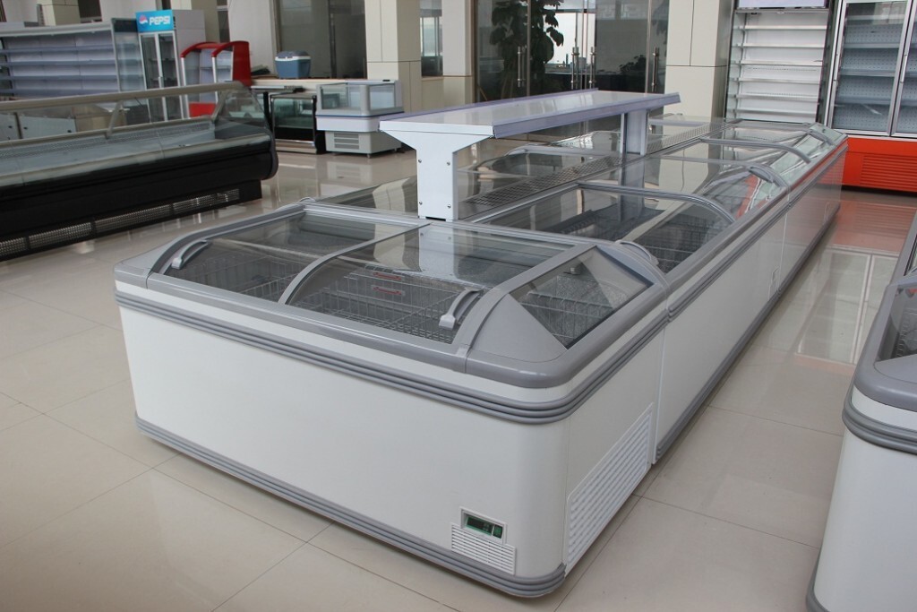 Glass Top Display Chest Deep Island Freezer With Combination Design