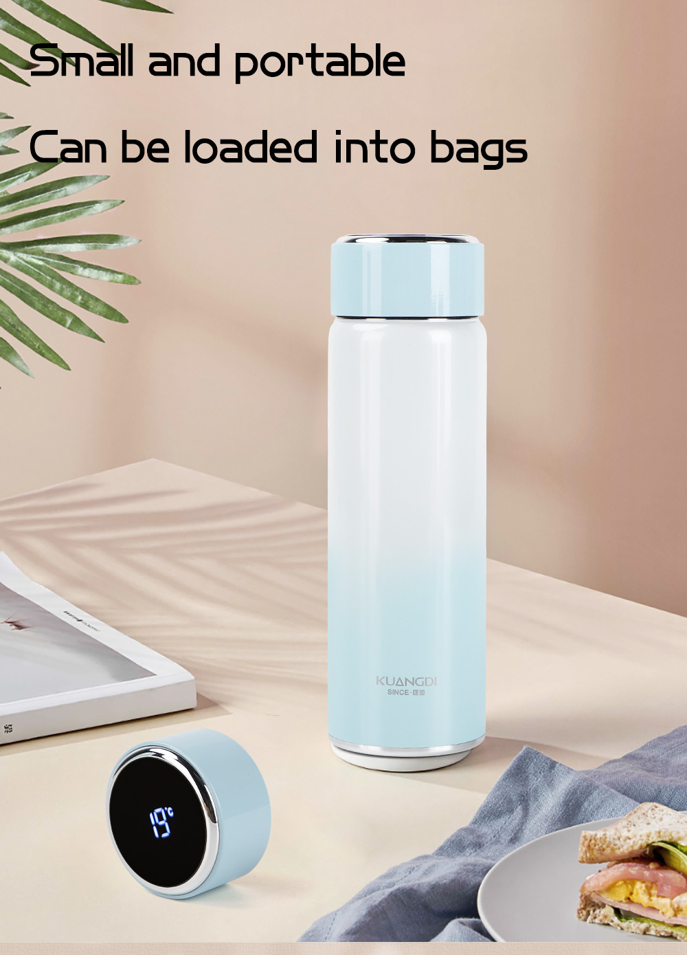 2020 New Style Smart Sport Water Bottle, Vacuum 316 Stainless Steel Insulated Thermos Flask with LED Temperature Display