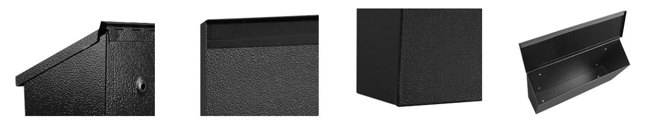 0.8mm Thickness Print Custom Logo Black Powder Coated Wall Mounted Mailbox for Outdoor