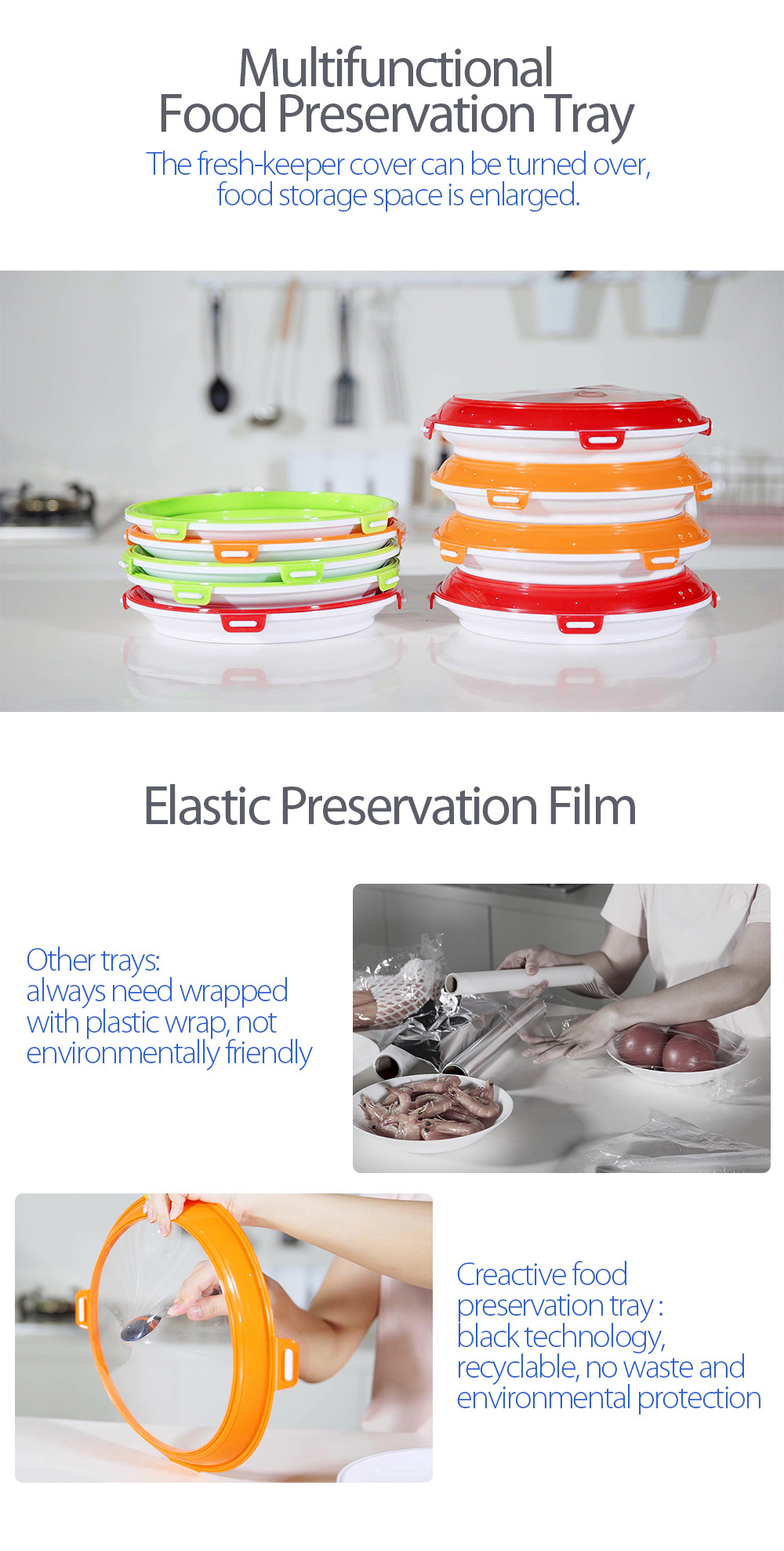 PP TPU Plastic Food Preservation Trays Diameter 28cm