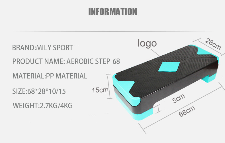 68CM Adjustable Aerobic Step Platform For Beginners With 2 Risers