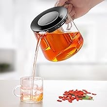 Removable Filter Spout Glass Teapot for Loose Leaf and Blooming Tea 30.4oz Clear Teapots