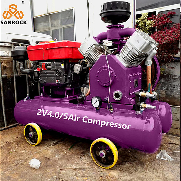 Industrial Piston Air Compressor Machine ​Belt Driven Diesel Portable Air Compressor