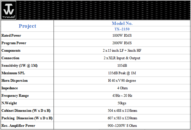 Touring Sound System Dual 15'' Outdoor Cheap Pro Performance Audio Big Power Speaker TX-2150