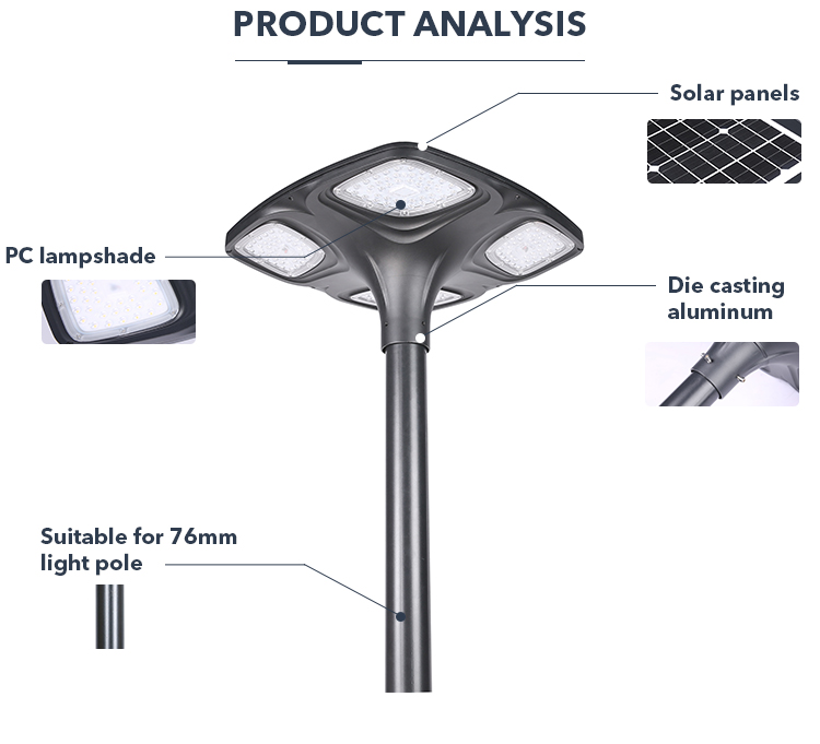 IP65 Courtyards LED intelligent Outdoor Garden Solar Light High Brightness Solar Street lamp