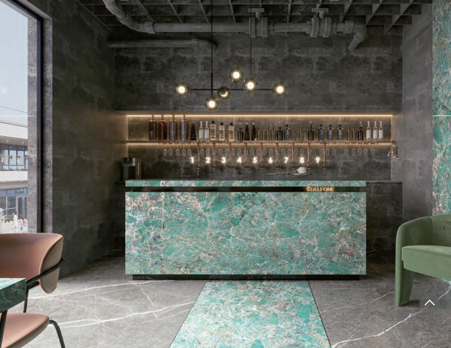 Green Colour Marble Slab Polished Granite Floor Tiles 6mm Thickness
