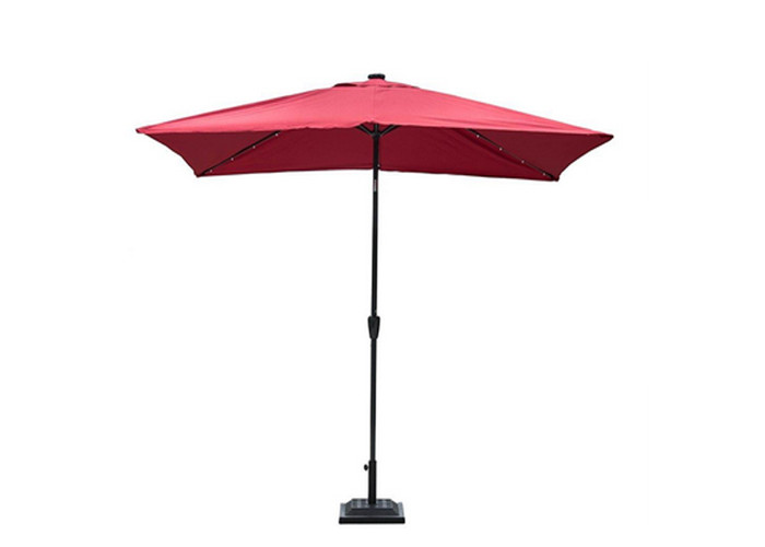 Charming Garden UV Beach Umbrella Led Lights Polyester Fabric Aluminum Shaft
